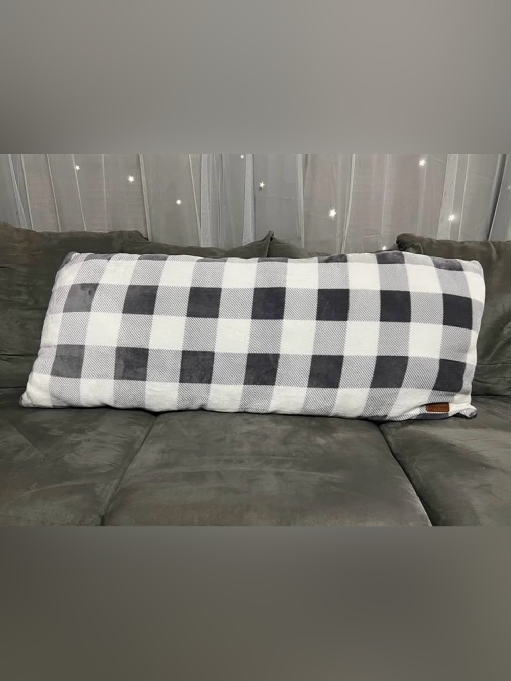 Dearfoams Gray & White Plaid Body Pillow